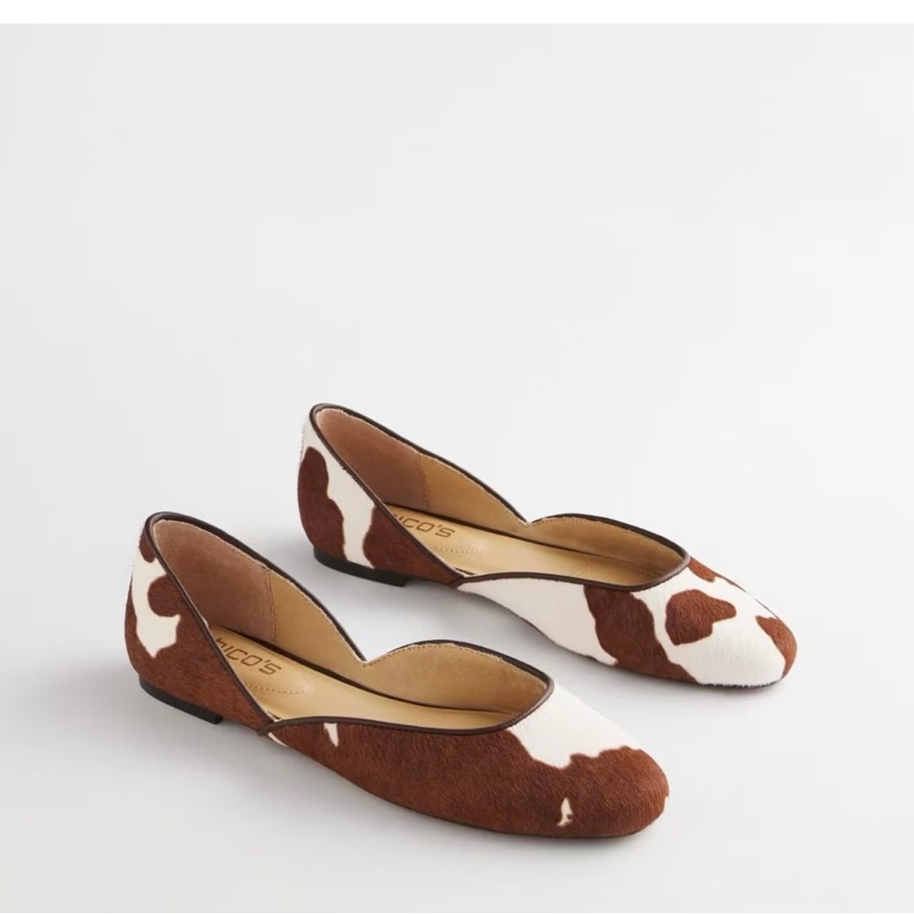 Chico's Sophie Pony Haircalf Leather Flats SZ 7.5